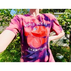 UPCYCLED Nike World Series Bleach Tie-Dye Tee💙🧡